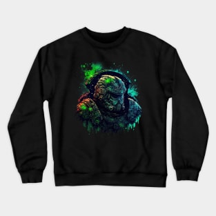 Interstellar Defender: Graffiti Art Featuring a Space Marine Crewneck Sweatshirt